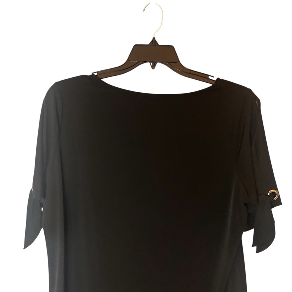 Susan Graver Black Blouse XL Tie Sleeve Career Travel Top - Picture 3 of 10